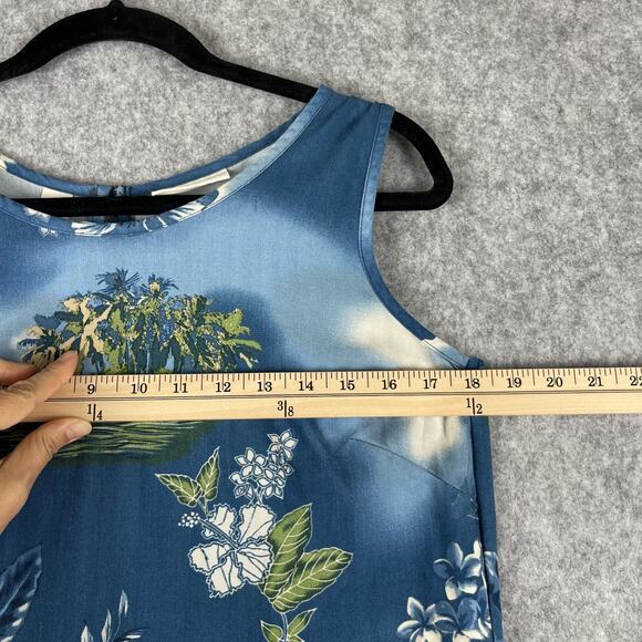 Vintage Marsh Landing Hawaiian Dress Womens Medium Blue Tropical Aloha Rayon - Picture 4 of 12